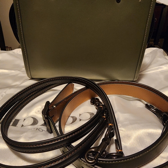 Coach Rogue Size 25. Olive Green Shoulder Bag with Animal Print Accents - Picture 9 of 17